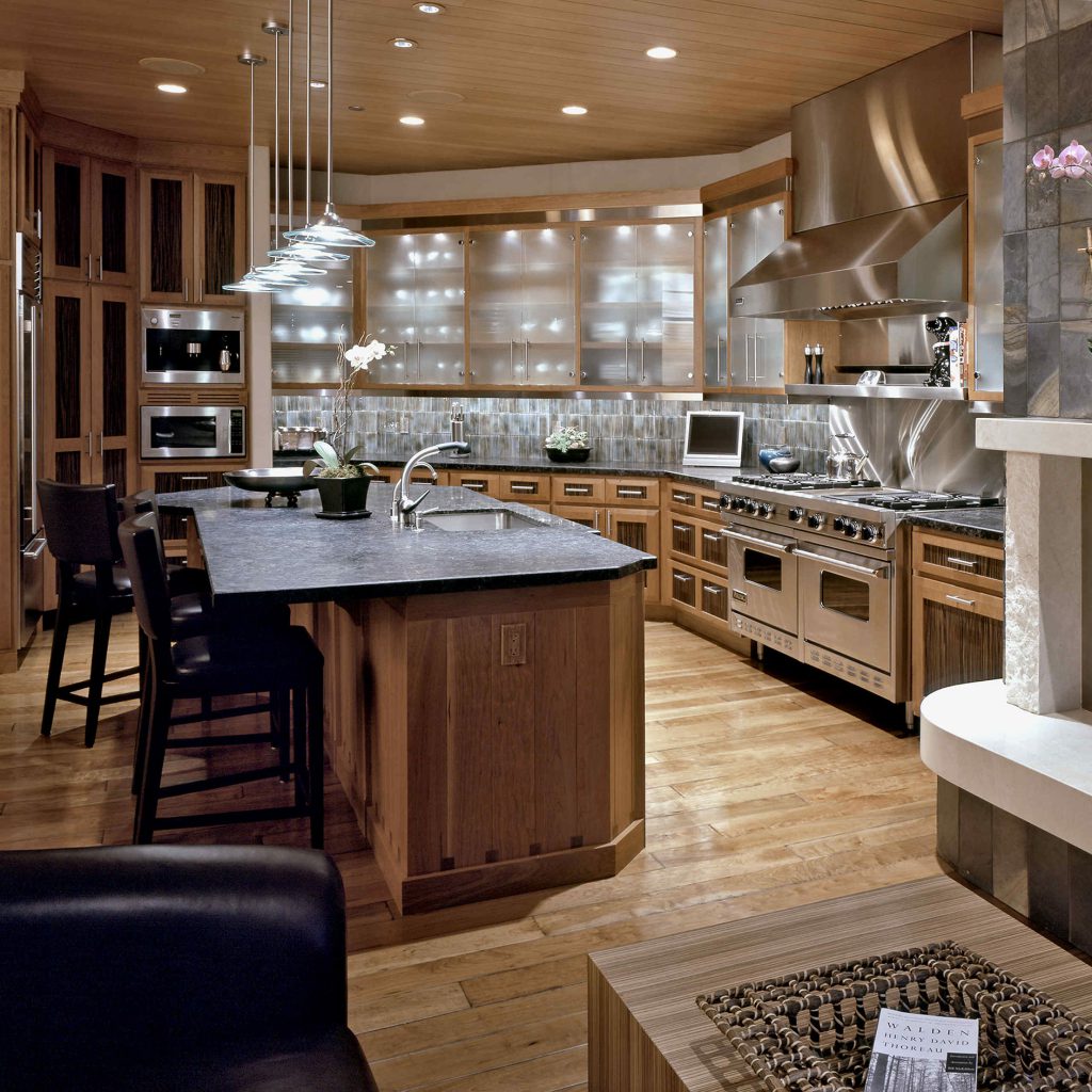 Modern Kitchen with Fireplace